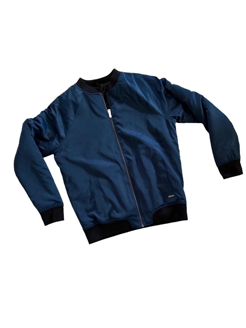 Sweaty Betty Deep Navy Bomber Jacket with Black Ribbing Reversible